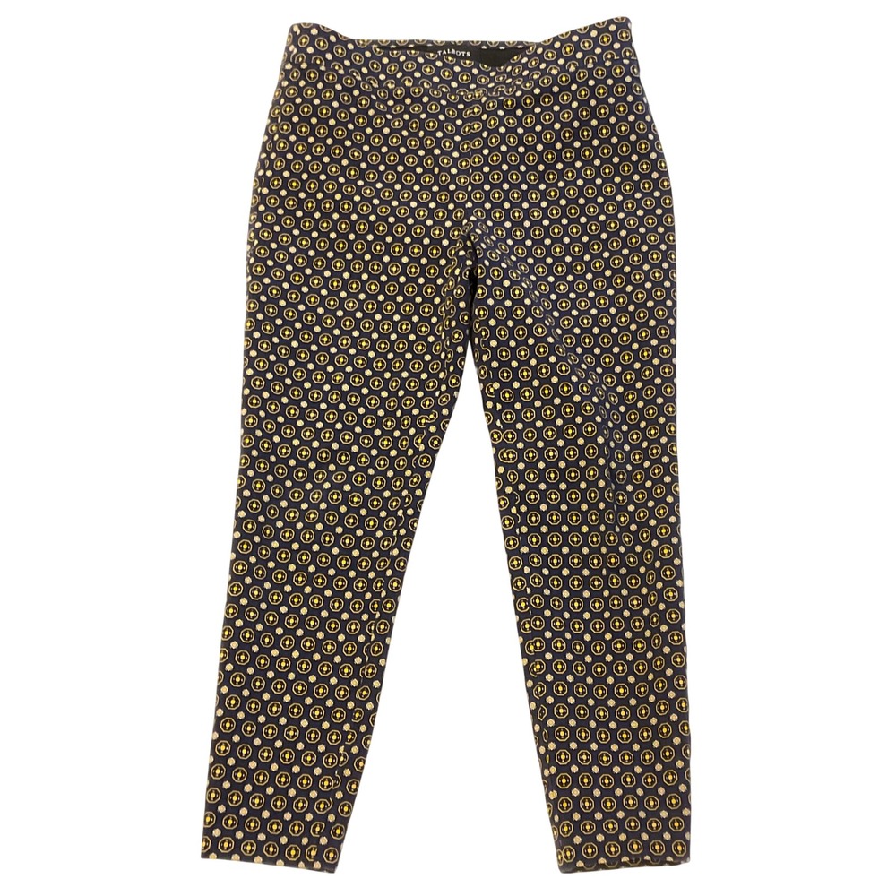 TALBOTS womens Essex ankle pants geometric print cotton pull on GEO HEARTS 8 P